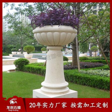 景观石材花钵价格 石材花钵厂家 龙创石雕
