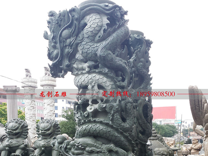 石雕龙抱柱 石雕龙柱价格