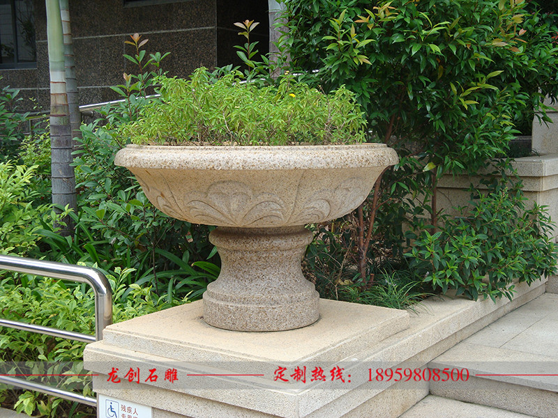 石雕花盆花钵制作 石头花盆批发厂家