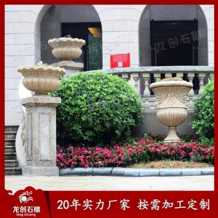 各种款式石雕花钵现货 石雕花钵厂家